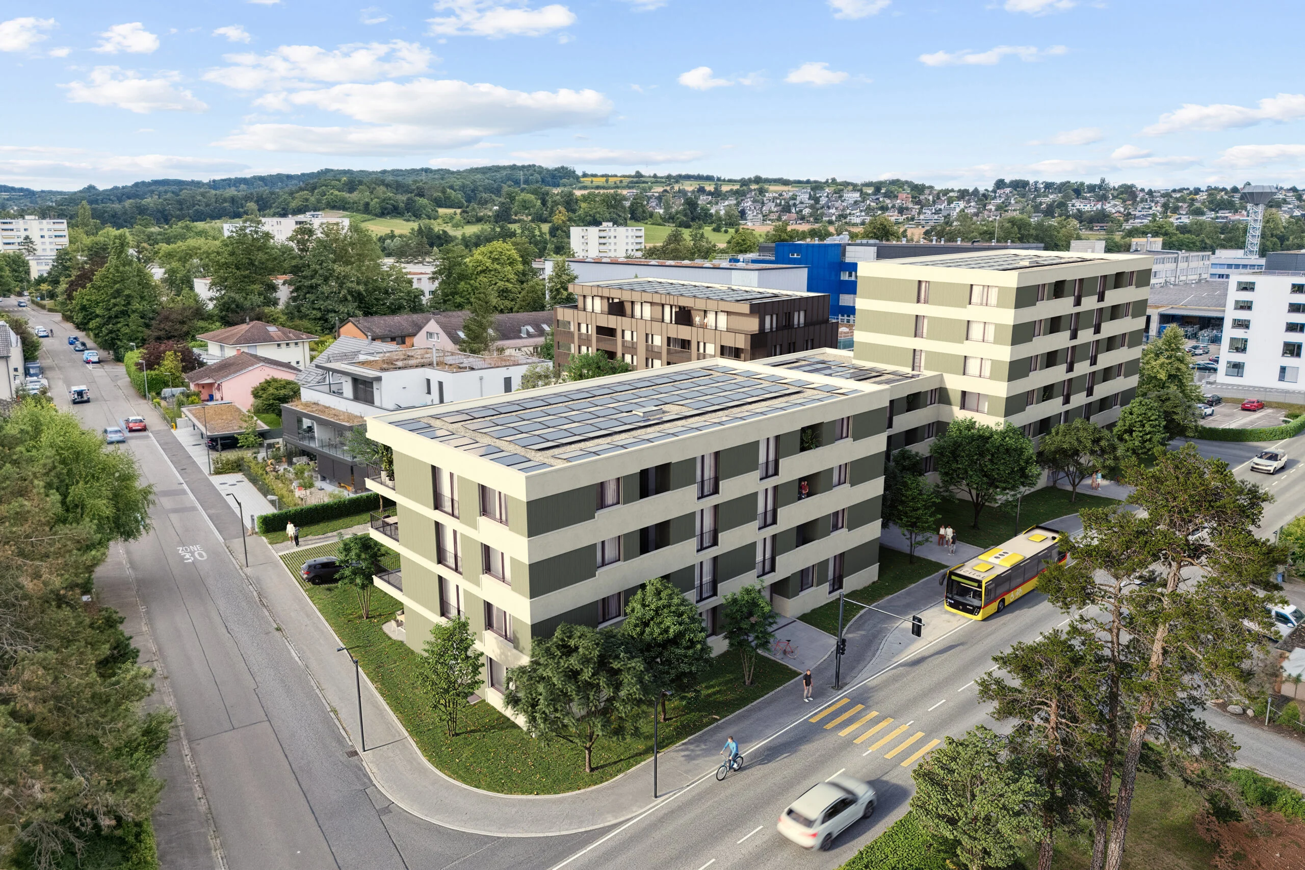 Luftbild Sägihof — Zentrale Lage in Therwil